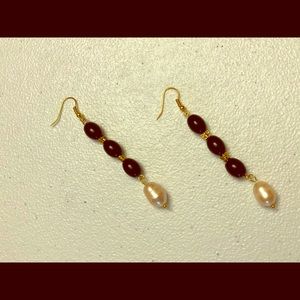 Elegant Long Crystal Butterfly Pearl Earrings